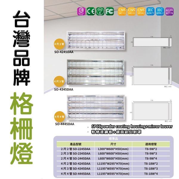 認證通過 輕鋼架燈具 格柵燈 2尺 T8 LED燈管 含 T8 4管 2尺燈管 格柵燈具,T8格柵燈,2尺燈具,輕鋼架燈,LED燈具,吸頂燈盤,T8燈管燈具,商用照明燈,含燈管燈具,CNS認證燈