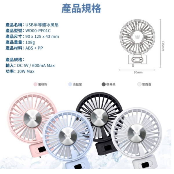Wephone PowerGo 5000 冰敷 USB 手持風扇 半導體製冷 高速摺疊 風扇 桌面 手持 