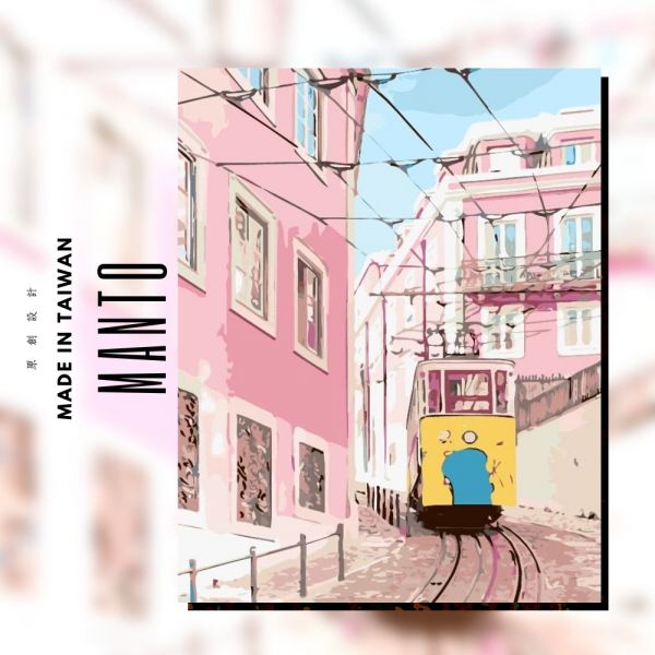 里斯本電車｜MANTO創意數字油畫(4050) 西班牙,風景畫,數字油畫,manto,數字畫