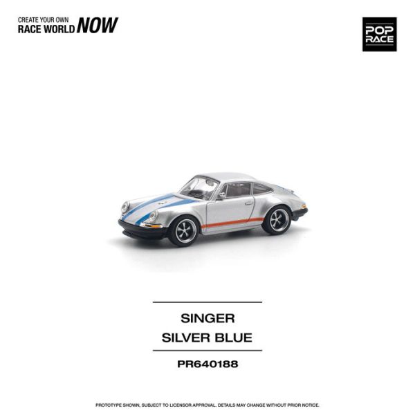 POP RACE 1/64 保時捷 SINGER SILVER/BLUE PR640188 POP RACE 1/64 保時捷 SINGER SILVER/BLUE PR640188