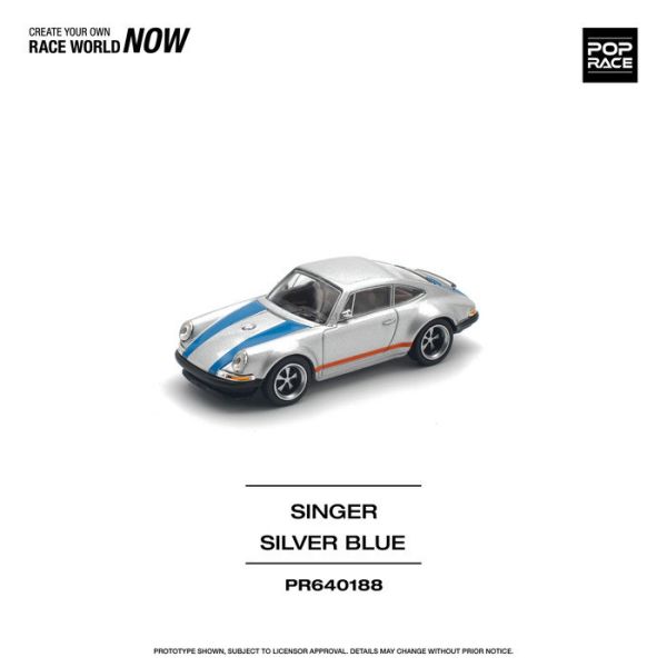 POP RACE 1/64 保時捷 SINGER SILVER/BLUE PR640188 POP RACE 1/64 保時捷 SINGER SILVER/BLUE PR640188