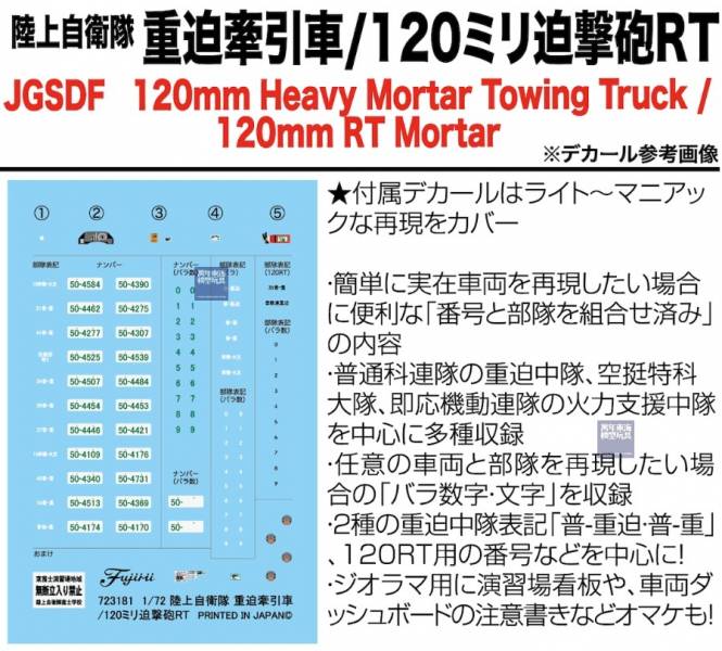 1/72 重迫牽引車 120mm 迫撃砲 RT FUJIMI Mi20 陸上自衛隊 富士美 組裝模型 FUJIMI,1/72,mi,陸上自衛隊,10式戰車,三噸半,軍卡,重迫牽引車,120mm,迫撃砲,RT,