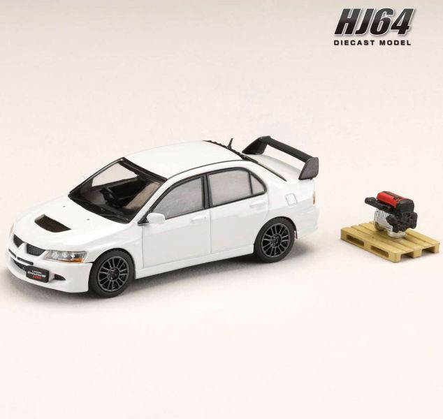 Hobby JAPAN 1/64 三菱 MITSUBISHI LANCER EVOLUTION 8 MR GSR + 展示引擎 純白 Hobby JAPAN 1/64 三菱 MITSUBISHI LANCER EVOLUTION 8 MR GSR + 展示引擎 純白
