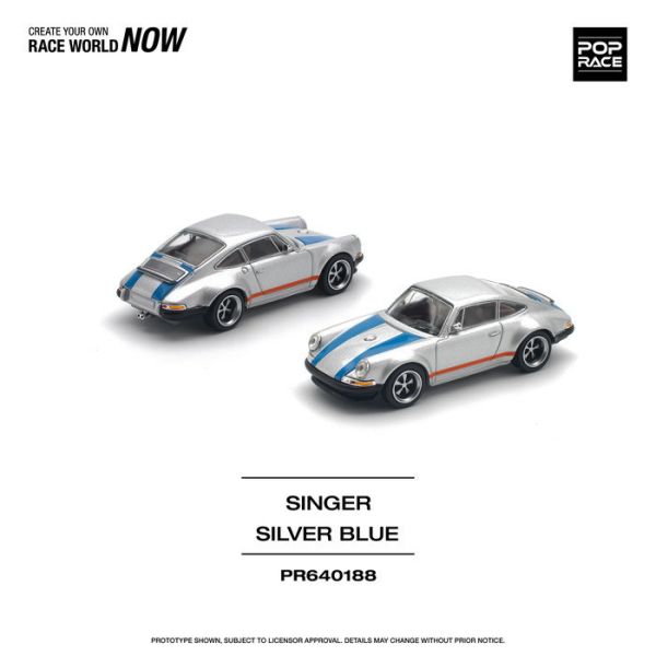 POP RACE 1/64 保時捷 SINGER SILVER/BLUE PR640188 POP RACE 1/64 保時捷 SINGER SILVER/BLUE PR640188