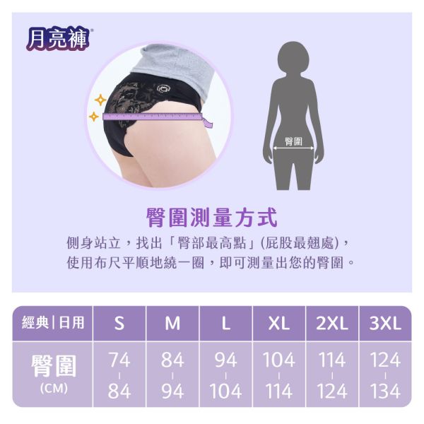 蕾絲｜日用中腰吸血內褲 (3片衛生棉) 吸血月亮褲,月亮褲,生理期,衛生棉,外漏,防漏,棉條,月亮杯,月事內褲,生理褲,M巾,月亮杯,外漏,月經內褲,吸血內褲,經期內褲,紅紅褲,紅紅褲月亮褲,生理褲