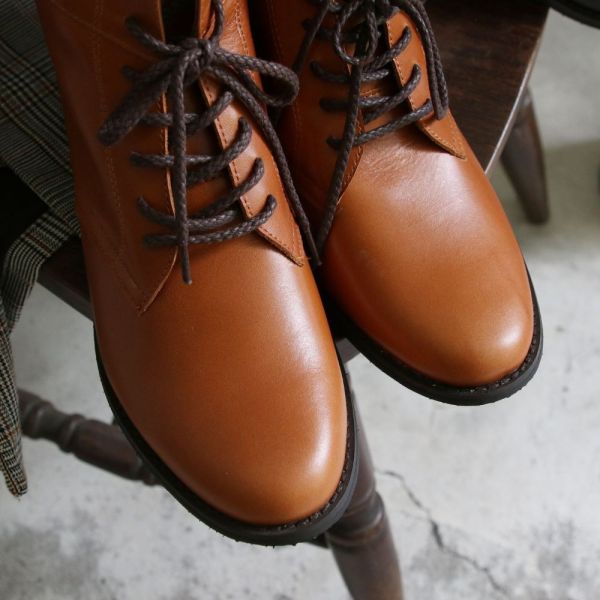 【接單手工製】寬腳版友善!全真皮2WAY反摺綁帶短靴 