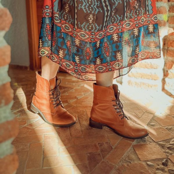 【接單手工製】寬腳版友善!全真皮2WAY反摺綁帶短靴 