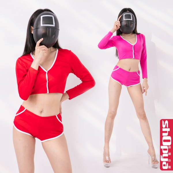 魷魚遊戲 性感兩件式中空套裝  舞蹈服裝 超短熱褲 魷魚遊戲性感兩件式中空套裝  舞蹈服裝 超短熱褲 筱雅衣舖【BT1217】