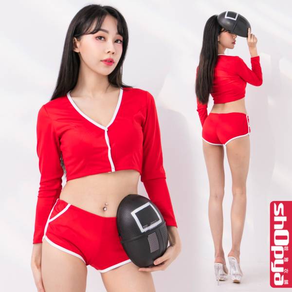 魷魚遊戲 性感兩件式中空套裝  舞蹈服裝 超短熱褲 魷魚遊戲性感兩件式中空套裝  舞蹈服裝 超短熱褲 筱雅衣舖【BT1217】