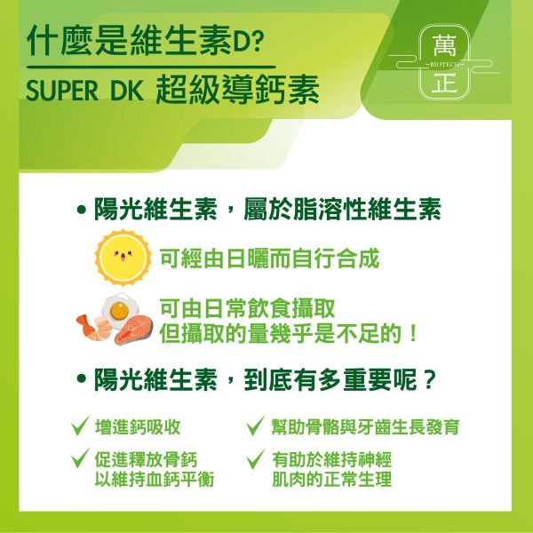 「73折」SUPER DK 超級導鈣素  專利獨家水溶K2+有機認證藻類來源D3   補鈣必備  買就送您活力固鈣片 