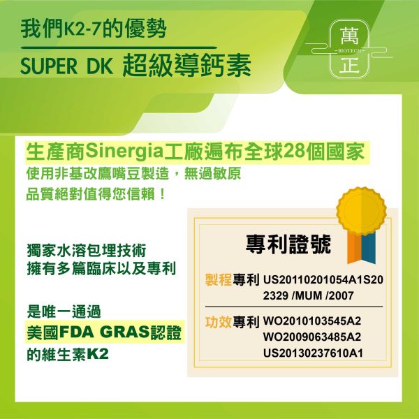 「73折」SUPER DK 超級導鈣素  專利獨家水溶K2+有機認證藻類來源D3   補鈣必備  買就送您活力固鈣片 