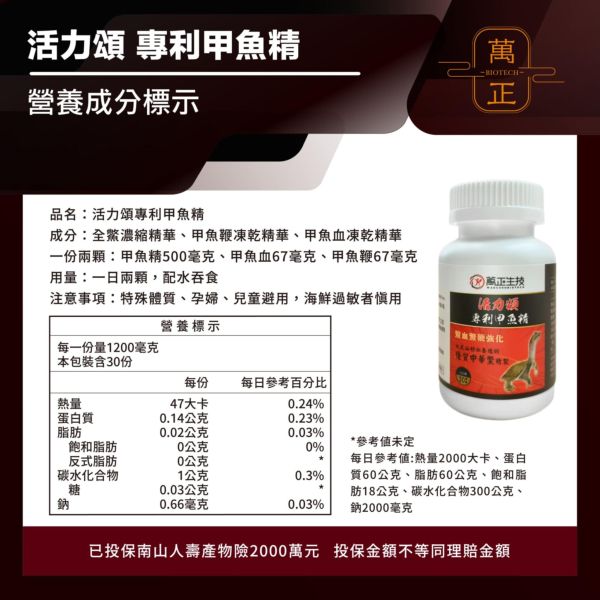專利鱉精膠囊    甲魚/甲魚血/甲魚鞭/一份劑量高達634mg/cp值超高/全甲魚精華不加其他有的沒的省成本 