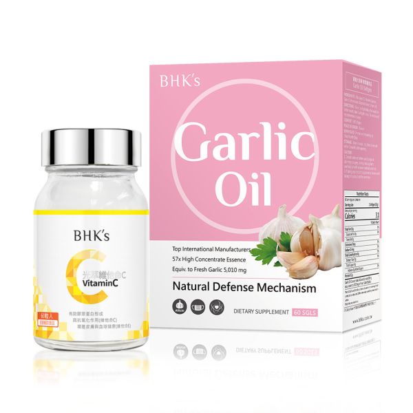 BHK's 健康防護組 大蒜精(60粒/盒)+維他命C雙層錠(60粒/瓶)【增強抵抗】 大蒜精,光萃維他命C,維他命C,免疫力,健康防護組,防疫。
