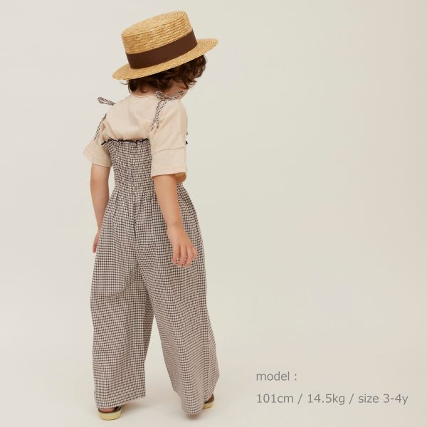 PETITMIG P2 Salopette 格紋連身寬褲 