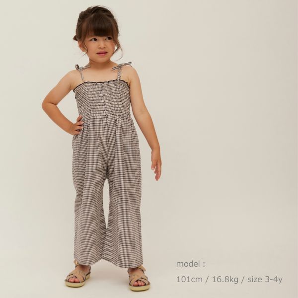 PETITMIG P2 Salopette 格紋連身寬褲 