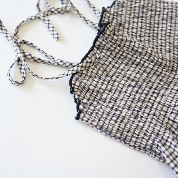 PETITMIG P2 Salopette 格紋連身寬褲 