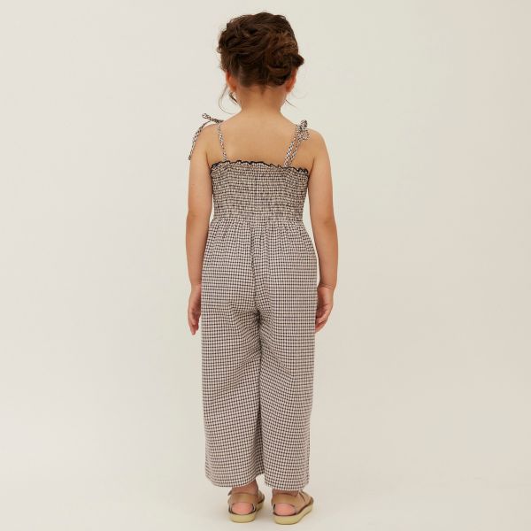 PETITMIG P2 Salopette 格紋連身寬褲 